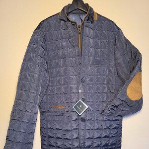 TailorByrd Men's Quilted Elbow Patch Removable Dickey Jacket Size M Navy